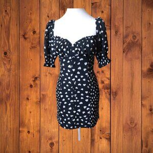 Lani the Label Women's XS Lauren Heart Print Dress Sweetheart Neck Smocked